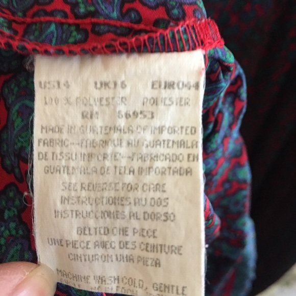 Vintage Leslie Fay Paisley Pleated Dress size 14 - Picture 11 of 16